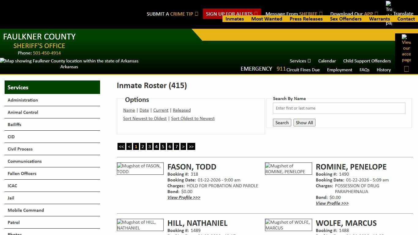 Inmate Roster - Current Inmates Booking Date Descending - Faulkner County Sheriff's Office